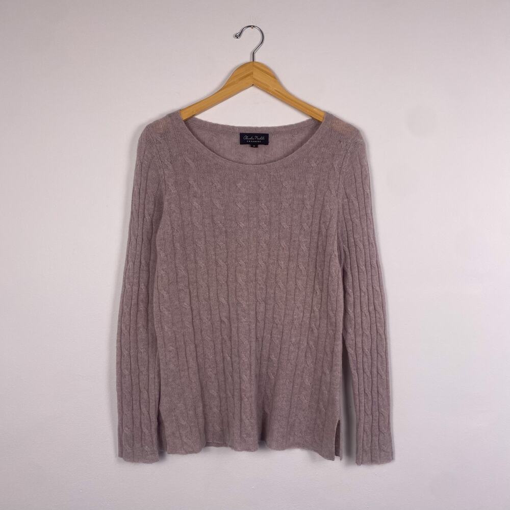 Claudia Nichole 100% Cashmere Cable Knit Sweater Beige Medium